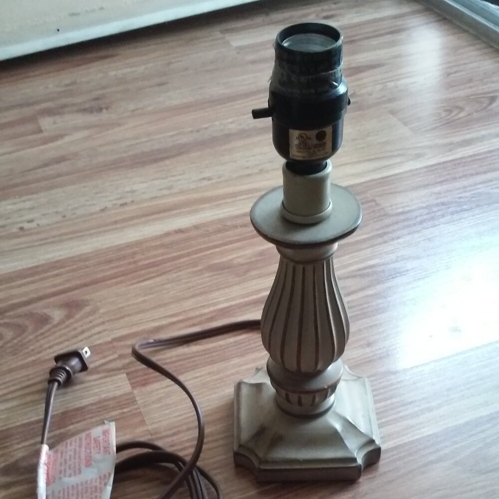 Lamp Beige and Brown No Shade 11" Tall 4" Wide